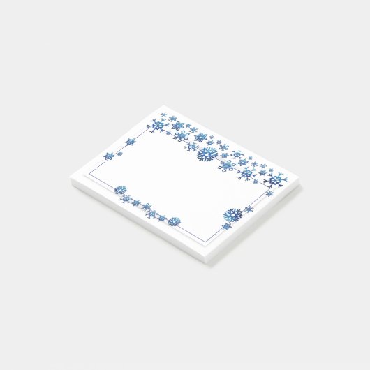 blauwe glitter Winter Snowflakes Kerstmis Post-it® Notes (Schuin)