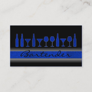 Blauwe glitterbarman drink visitekaartje