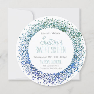 Blauwe glittercirkel kaart