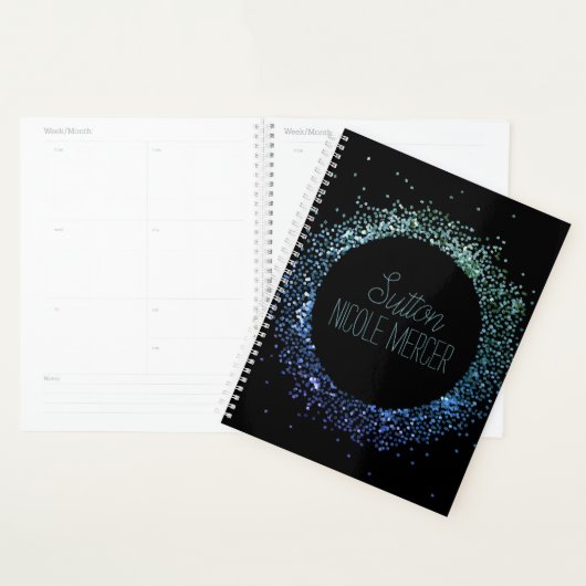 Blauwe glittercirkel planner (Display)
