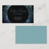 Blauwe glittercirkel visitekaartje (Voorkant / Achterkant)