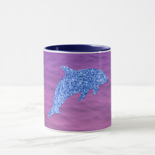 Blauwe glitterdolfijn in roze en Paars Zee Mok