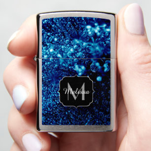 Blauwe glitters Abstract Bevroren bubbels Monogram