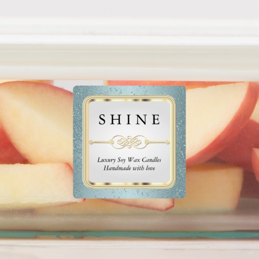 Blauwe Glitters en Wit Labels (Aangebracht)