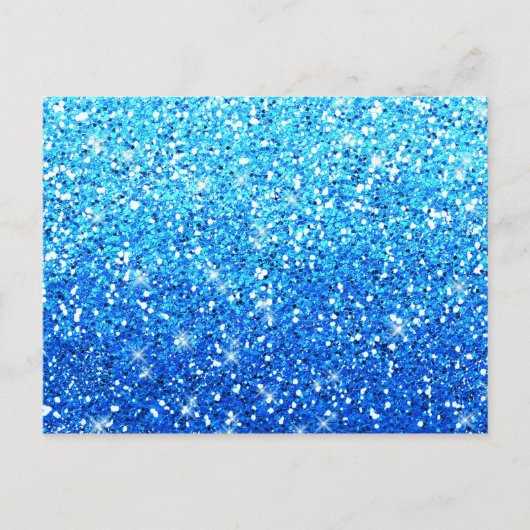 Blauwe Glitters Sparkles Textuur Briefkaart (Voorkant)