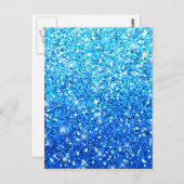 Blauwe Glitters Sparkles Textuur Briefkaart (Voorkant / Achterkant)