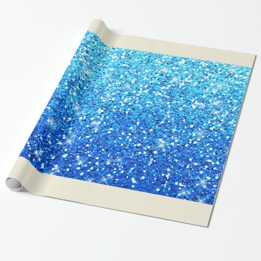 Blauwe Glitters Sparkles Textuur Cadeaupapier (Uitgerold)