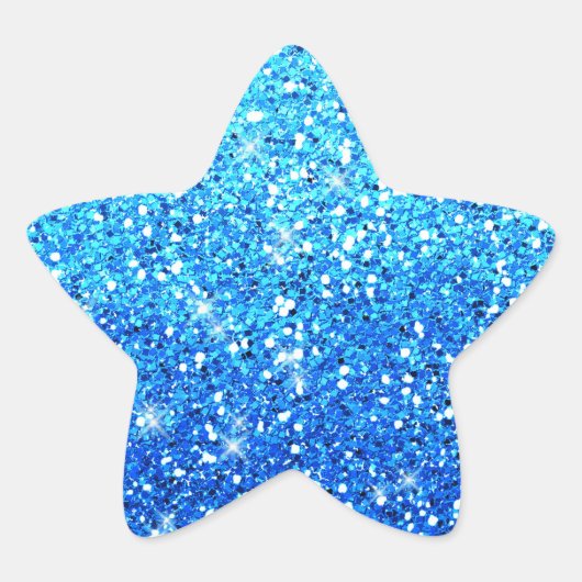 Blauwe Glitters Sparkles Textuur Ster Sticker (Voorkant)
