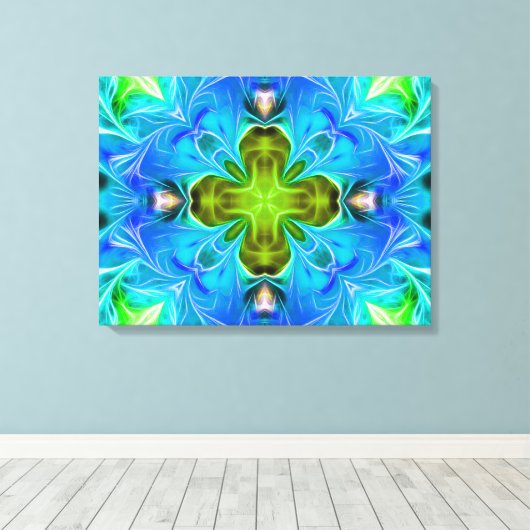 Blauwe gloed Abstract Canvas Afdruk (Insitu (Houten vloer))