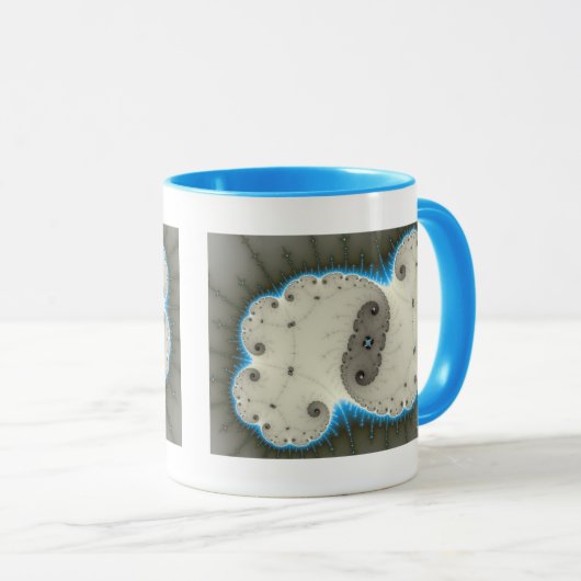 Blauwe gloed - Fractale Mok (Voorkant rechts)
