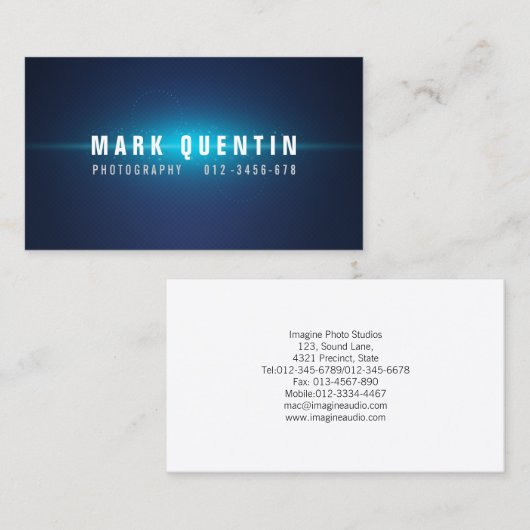 Blauwe gloed in het donkere fotografie Visitekaart Visitekaartje (Voorkant / Achterkant)