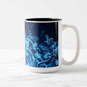 Blauwe gloed Muzieknoten Patroonkoffie Mok
