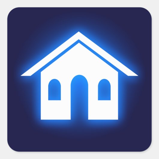 blauwe gloed thuis vierkante sticker (Voorkant)