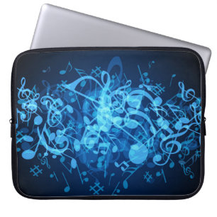 Blauwe Glow Muzieknoten Patroonlaptophoes Laptop Sleeve