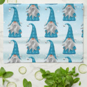 Blauwe gnoom op sneeuw theedoek (Gevouwen)