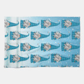 Blauwe gnoom op sneeuw theedoek (Horizontaal)