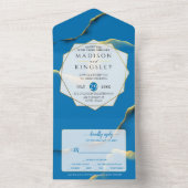 Blauwe Golden Abstract in één uitnodiging (Binnen)