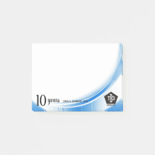 Blauwe golf 10 jaar beloning werknemer post-it® notes