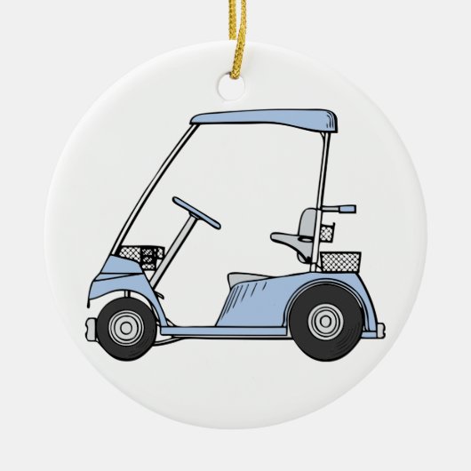 Blauwe Golf Cart Keramisch Ornament (Voorkant)