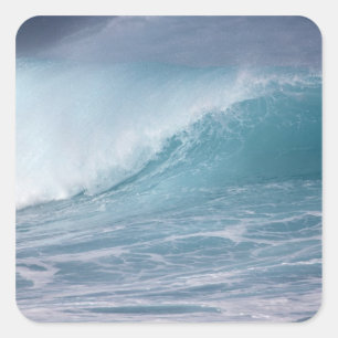 Blauwe golf die breekt, Maui, Hawaii, VS 2 Vierkante Sticker