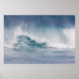 Blauwe golf die breekt, Maui, Hawaii, VS 3 Poster