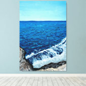 Blauwe golf | Italië | Mediterrane zee Canvas Afdruk (Insitu (Houten vloer))