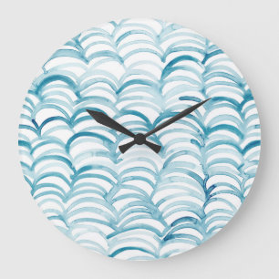Blauwe Golf Japanse Stijl Patroon Illustratie Grote Klok
