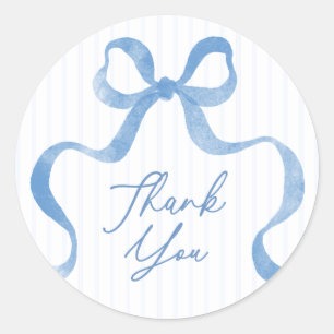Blauwe Golf lint Boog Baby Shower Dank Je Ronde Sticker