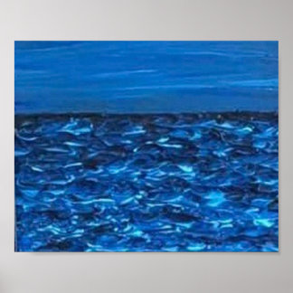 Blauwe golf textuurprint poster