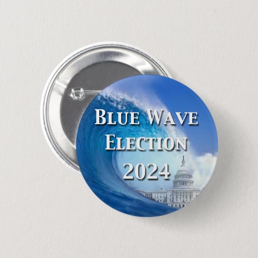 Blauwe golf verkiezingen 2024 ronde button 5,7 cm (Voorkant /achterkant)