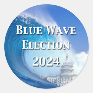 Blauwe golf verkiezingen 2024 ronde sticker