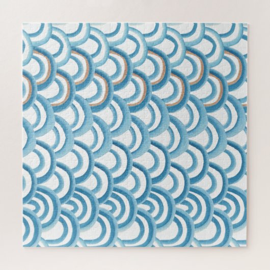 Blauwe golf waterverf, naadloos schilderen. legpuzzel (Horizontaal)