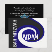 Blauwe golfbalk Mitzvah Kaart (Voorkant / Achterkant)