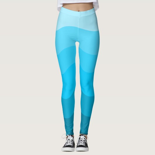 Blauwe-golfgradiëntontwerp Leggings (Voorkant)