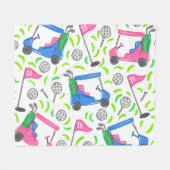 Blauwe golfkar 18e Hole Flag Preppy Bright Fleece Deken (Voorkant (Horizontaal))