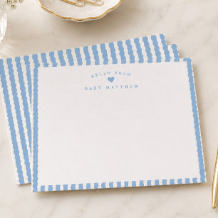 Blauwe Golfstriped Streep Baby Shower Notitiekaartje