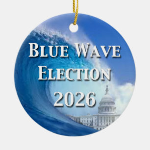Blauwe Golfverkiezing 2026 Keramisch Ornament