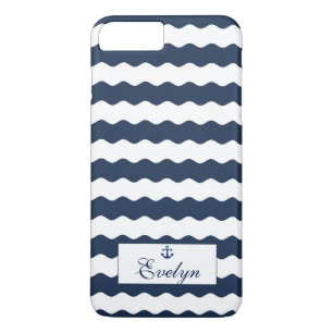 Blauwe golven Anchor Monogram iPhone 8 Plus / 7 Plus Hoesje