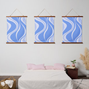 Blauwe Golven Driewandige Wandtapijtset Hangend Wandkleed