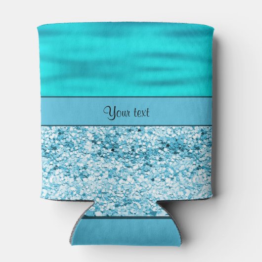 Blauwe golven en glitter blikjeskoeler (Achterkant)