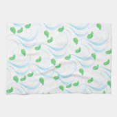 Blauwe golven en groene lederen keukenhanddoek (Horizontaal)