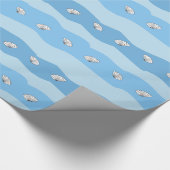 Blauwe golven en witte schalen aangepaste handmati cadeaupapier (Hoek)