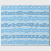 Blauwe golven en witte schalen aangepaste handmati cadeaupapier (Vlak)