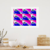 Blauwe golven kunst poster (Keuken)