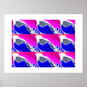 Blauwe golven kunst poster