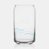 Blauwe golven Monogram Blikvorm Glas (Rechts)