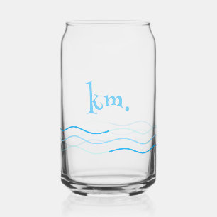 Blauwe golven Monogram Blikvorm Glas