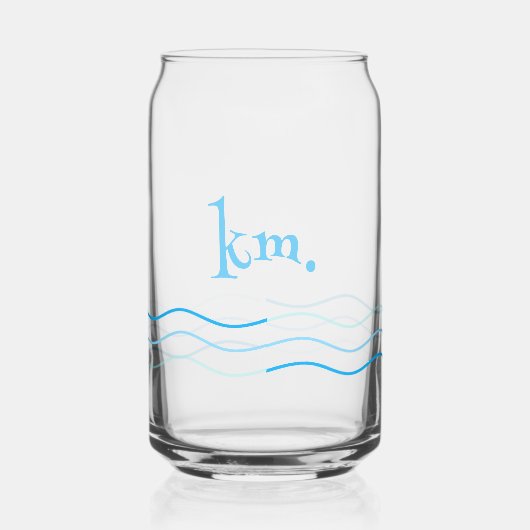 Blauwe golven Monogram Blikvorm Glas (Links)