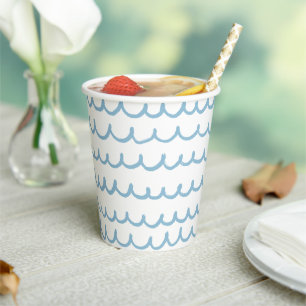 Blauwe golven Nautisch Baby shower of Strandfees Papieren Bekers