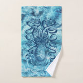 Blauwe golven van het Zee & Octopus Grafische  Tek Bad Handdoek (Handdoek)